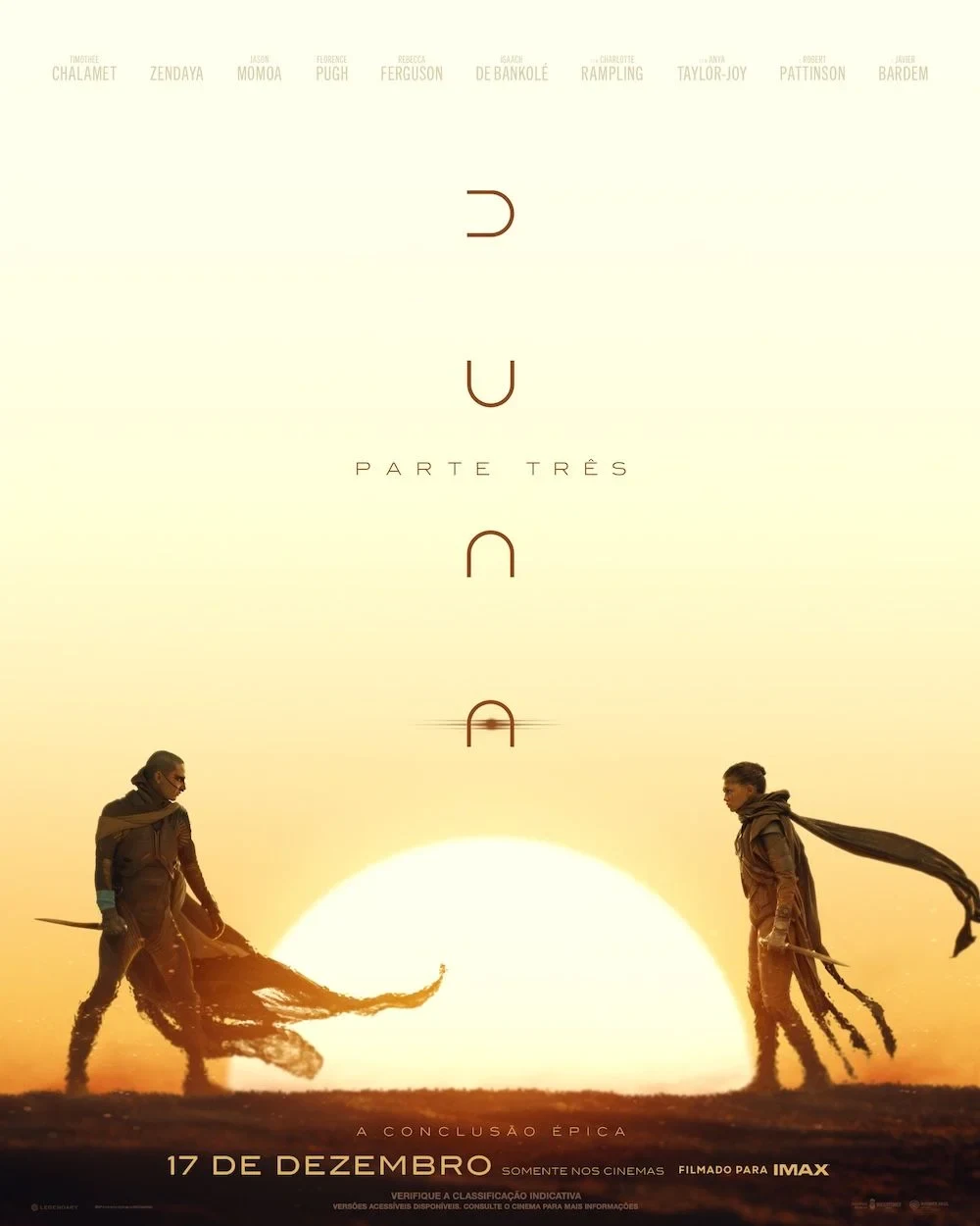 Pôster de Duna: Parte Três — destino de Paul Atreides chega ao capítulo final da trilogia de Denis Villeneuve